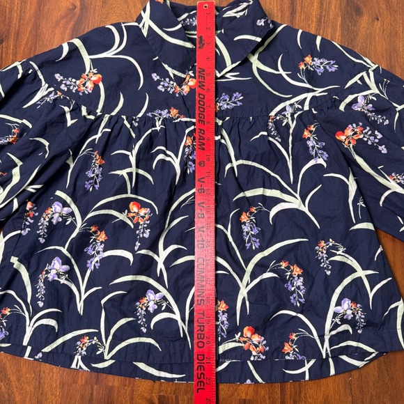 Anthropologie Maeve Zooey Bubble Sleeve Blouse Women's Size M Floral Puff Sleeve - Picture 6 of 8